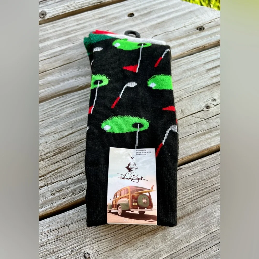 NWT Panama Jack 2 pairs Golf-Themed Black and Gray Socks‎